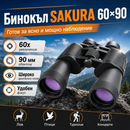 Бинокъл SAKURA 60×90 за далечно наблюдение на птици и природа