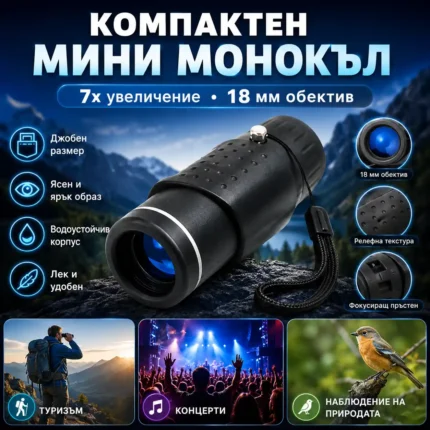 Джобен монокъл NIKULA 7x18 за туризъм и наблюдение