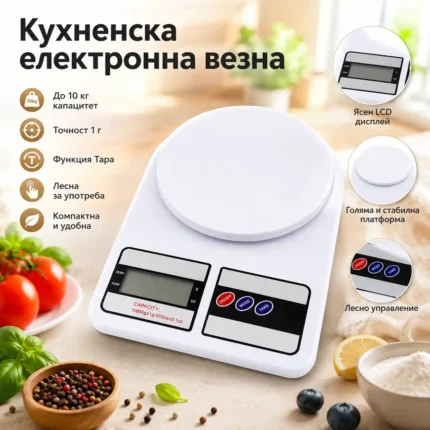 Кухненска везна до 10 кг с точност 1 г и функция тара