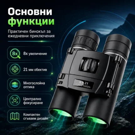 Компактен малък бинокъл Bushnell 8×21 за деца театър концерт наблюдение на птици джобен-2