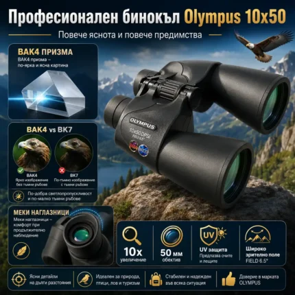Бинокъл 10×50 Olympus DPSI за наблюдение на птици, природа и лов
