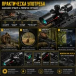 Оптически прицел 2.5x-10x бързомер мерник за пушка лов еърсофт с лазер-6