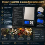 Професионална електронна кухненска везна Notebook до 3кг за храна кафе-3