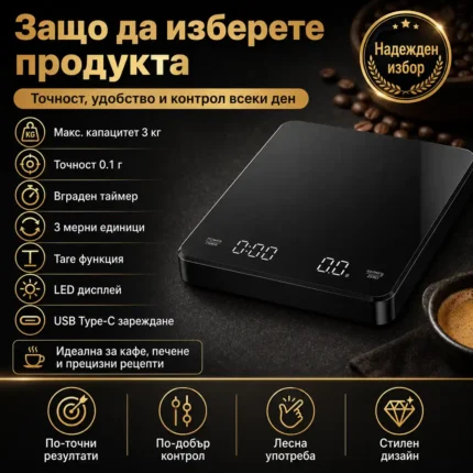 Професионална кухненска електронна везна кантар с таймер за кафе магазин 0.1-2