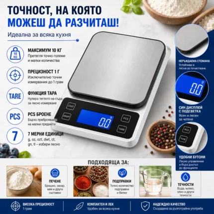 Професионална прецизна кухненска електронна везна кантар за храна кафе-2