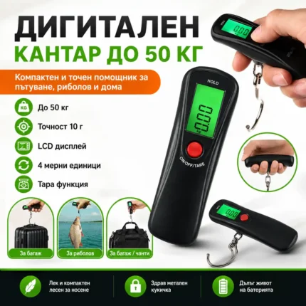 Мини кантар за багаж до 50 кг с метална кука