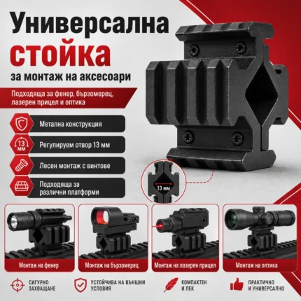 Двойна стойка за аксесоари с отвори 13 мм и винтове