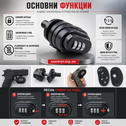 Заключващ механизъм за оръжие с код за пистолет ловна пушка въздушна еърсофт-2