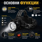 Мощен акумулаторен лед челник за глава LED фенер професионален за лов риболов каска бягане туризъм-12