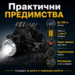 Мощен акумулаторен лед челник за глава LED фенер професионален за лов риболов каска бягане туризъм-16