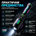 Далекобоен лазерен LED фенер прожектор мощен USB зареждане за лов риболов къмпинг туризъм работа-3
