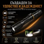 Мощен далекобоен тактически акумулаторен LED фенер голям полицейски лед прожектор за лов риболов-3