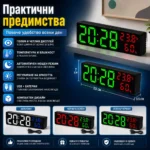 LED електронен настолен часовник с температура влажност USB аларма будилник-3