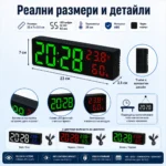 LED електронен настолен часовник с температура влажност USB аларма будилник-4