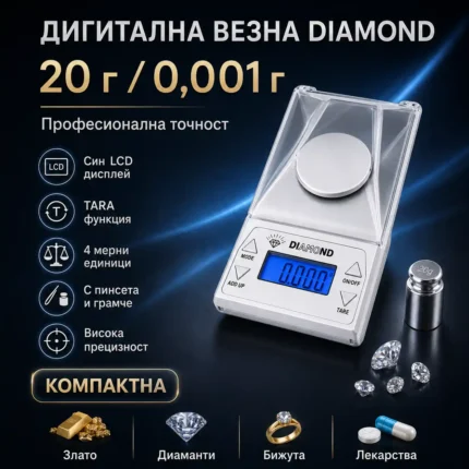 Прецизна везна за диаманти 0.001 г злато и скъпоценни камъни