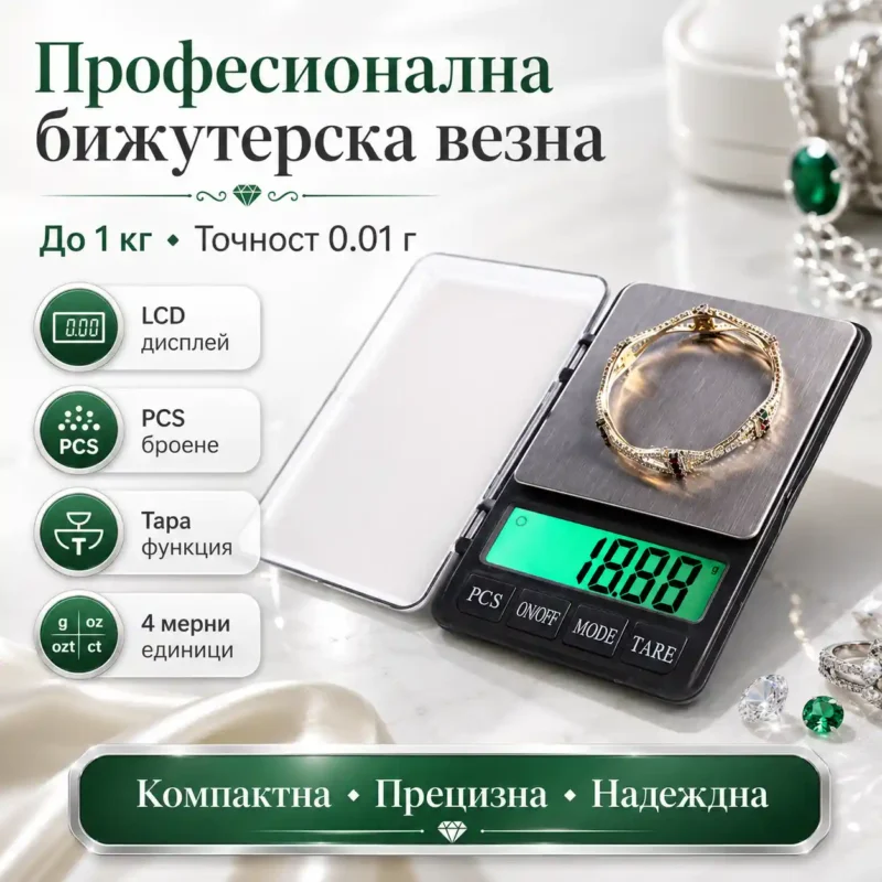 Професионална бижутерска електронна везна 0.01 кухненска до 1кг за злато храна-1