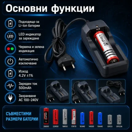 Евтино зарядно за литиеви батерии 18650 16340 14500 26650 CR123-2