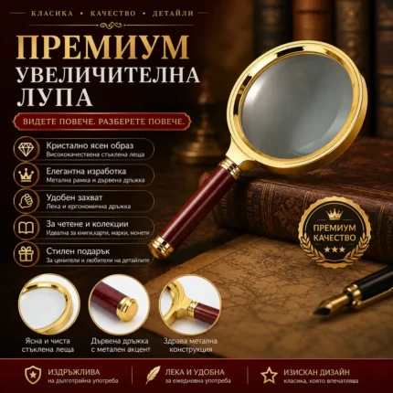 Увеличителна лупа 10X с голяма 80 мм леща за четене и детайли