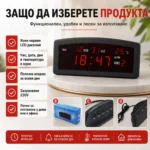 Голям LED дигитален настолен часовник с термометър дата за стая офис-3