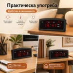 Голям LED дигитален настолен часовник с термометър дата за стая офис-8