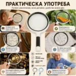 Голяма стъклена увеличителна ръчна лупа с дръжка за четене 3X увеличение-4