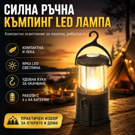 Къмпинг лампа на батерии с компактно LED осветление