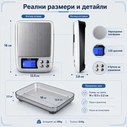 Професионална кухненска електронна везна 0.01 бижутерска за злато кафе храна-2
