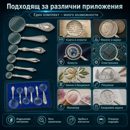 Луксозен подаръчен комплект от мощни увеличителни ръчни лупи за четене-2