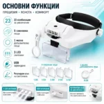 Акумулаторна лупа за глава с лед осветление очила за четене гоблени шиене-2