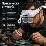 Акумулаторна лупа за глава с лед осветление очила за четене гоблени шиене-3
