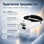 Акумулаторна лупа за глава с лед осветление очила за четене гоблени шиене-6