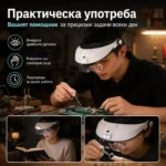 Увеличителна лупа за глава с лед осветление за четене гоблени бродиране шиене бродерия-5