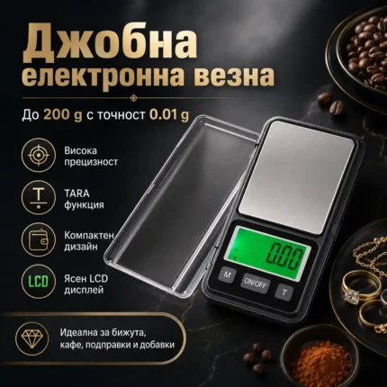 Малка електронна везна 0.01 г за злато бижута и храна