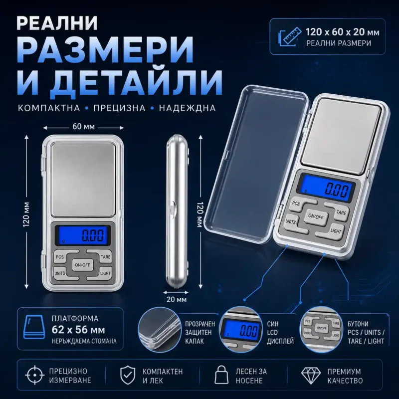 Мини джобна електронна везна 0.01 до 300г за храна злато бижута подправки-2