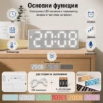 Модерен LED електронен настолен часовник на ток за детска спалня офис-2