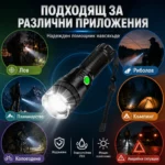 Мощен акумулаторен ръчен лед фенер водоустойчив USB зареждане CREE за лов риболов туризъм-4