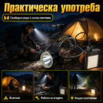 Професионален мощен челник за глава и къмпинг лампа с Power Bank за риболов къмпинг туризъм палатка-13