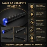 Мощен електрошок с LED фенер палка за самоотбрана кучегон акумулаторен зареждащ се защита кучета-5