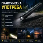 Мощен електрошок с LED фенер палка за самоотбрана кучегон акумулаторен зареждащ се защита кучета-6