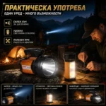 Мощен акумулаторен прожектор LED фенер къмпинг лампа за риболов туризъм палатка аварии работа лов-3