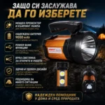 Мощен акумулаторен прожектор LED фенер къмпинг лампа за риболов туризъм палатка аварии работа лов-6