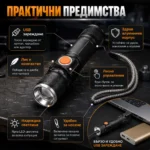Мощен ръчен акумулаторен лед фенер USB зареждане CREE LED за къмпинг риболов лов туризъм палатка-3