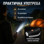 Мощен ръчен акумулаторен лед фенер USB зареждане CREE LED за къмпинг риболов лов туризъм палатка-7