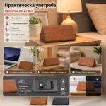 Декоративен LED настолен часовник дървен дигитален термометър USB постоянно светещ на ток-6