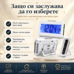 Дигитален настолен часовник с термометър сензор дата гласово управление за спалня офис-4