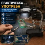 Мощна професионална настолна лупа помощна ръка с LED осветление за запояване-7