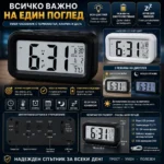 Постоянно светещ дигитален настолен часовник на ток за спалня офис-7