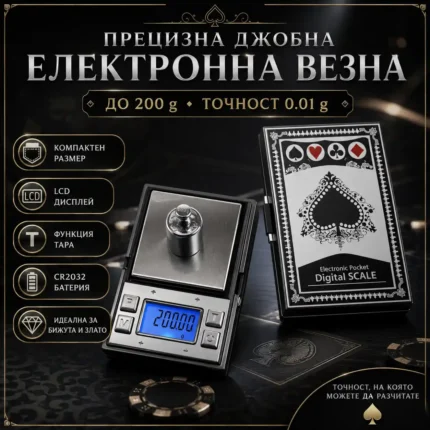 Прецизна електронна везна 0.01 г до 200 г за бижута и злато