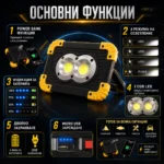 Мощна акумулаторна преносима къмпинг лампа осветление LED фенер за лов риболов палатка туризъм-2