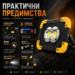 Мощна акумулаторна преносима къмпинг лампа осветление LED фенер за лов риболов палатка туризъм-7